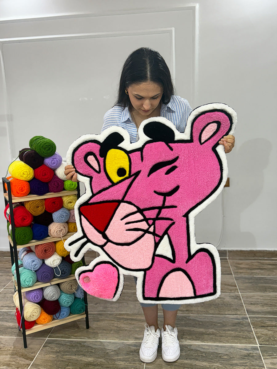 Pembe Panter Halı Çocuk Odası Halısı Tufting Halısı