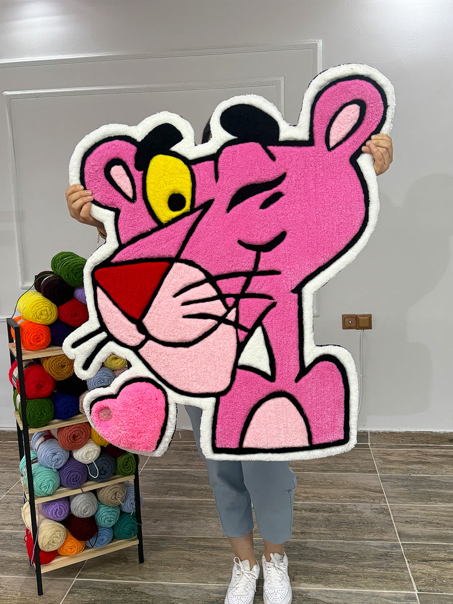 Pembe Panter Halı Çocuk Odası Halısı Tufting Halısı