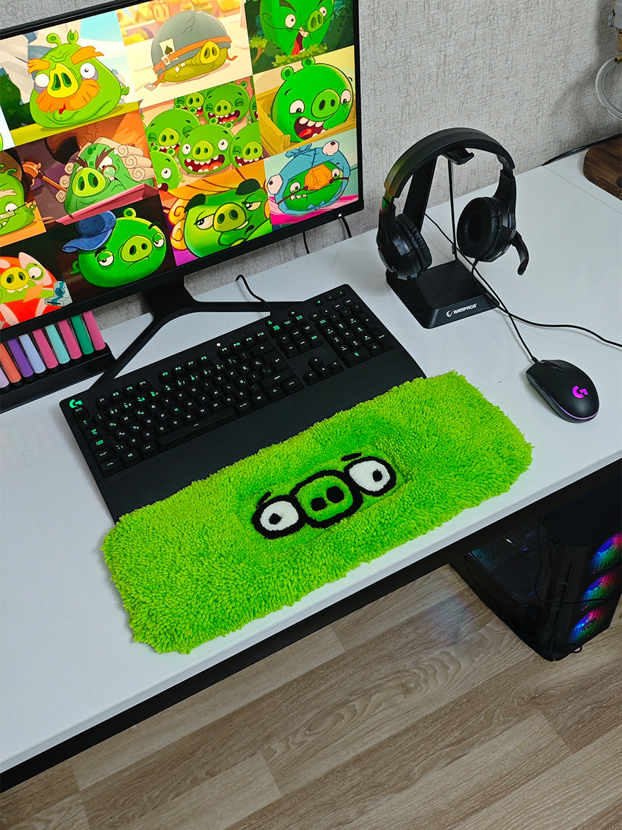 Pig Angry Birds Mousepad Tufting Yumuşak Klavye Mouse pad Yeşil